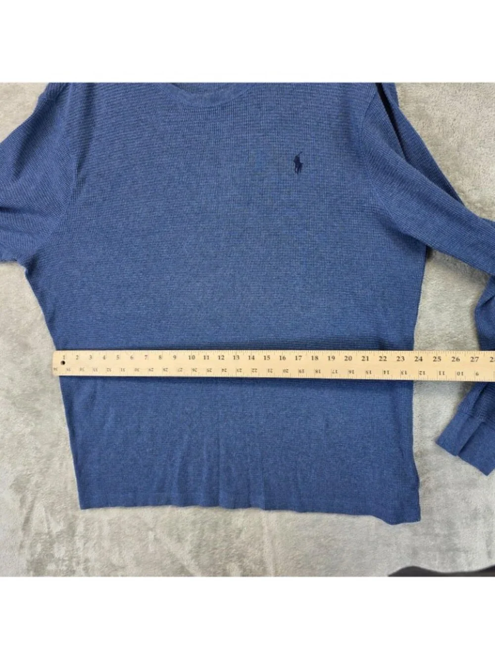 Polo Ralph Lauren Shirt Mens 2XL Blue Waffle Knit Thermal Crewneck Pullover Tee